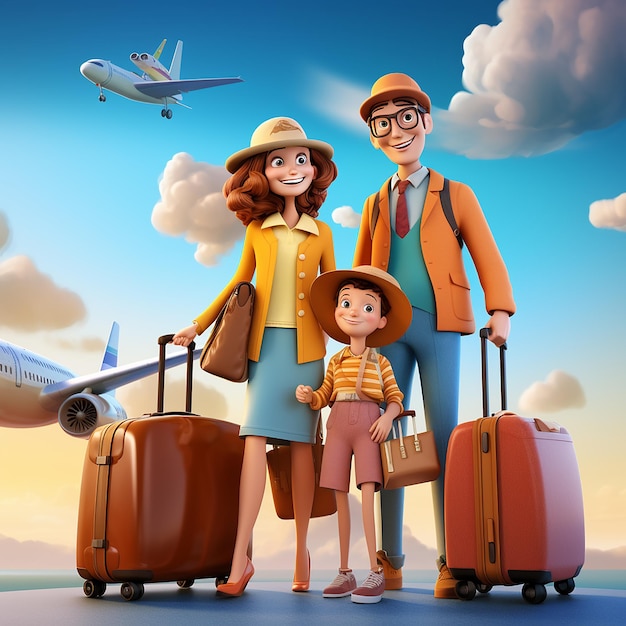 family traveling clipart