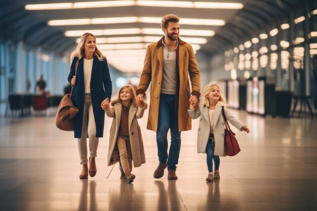 Family Trip Concept семейное путешествие в аэропортуВремя для семейного отдыха Generative AI