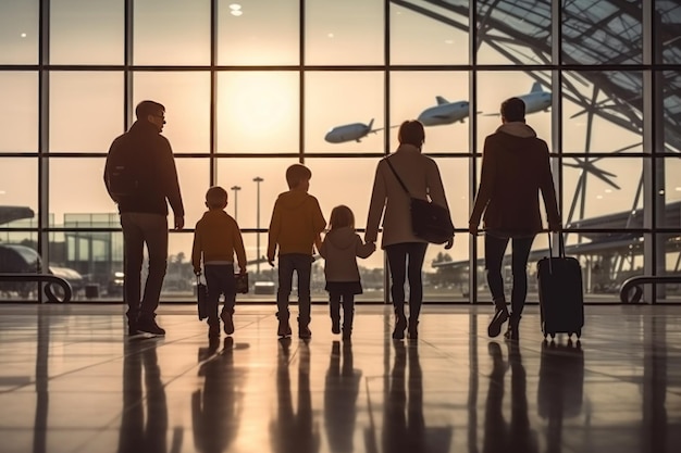 Family Trip Concept family travel at airportTime for family vacation Generative AI