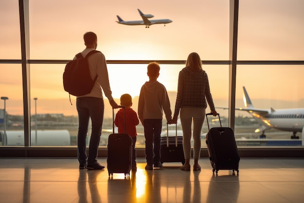 家族旅行のコンセプト空港での家族旅行家族休暇の時間生成 AI