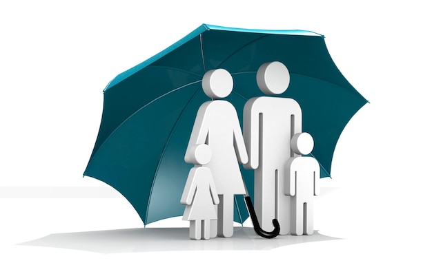 Family under umbrella for healthcare concept