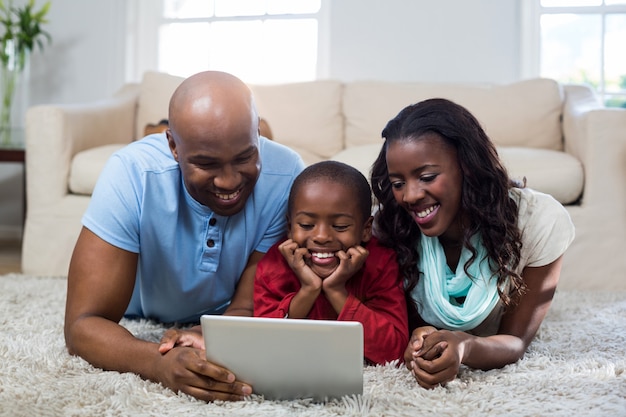 Family using digital tablet