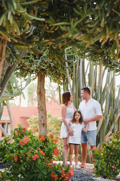 Family on vacation in a luxury hotel