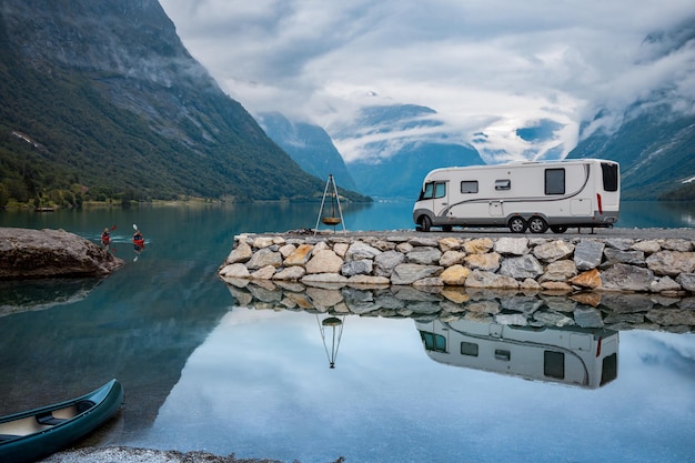 Premium Photo | Family vacation travel rv holiday trip in motorhome