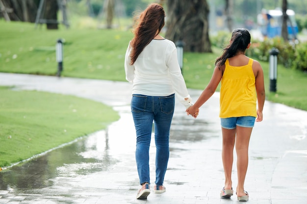 Family walking in the park