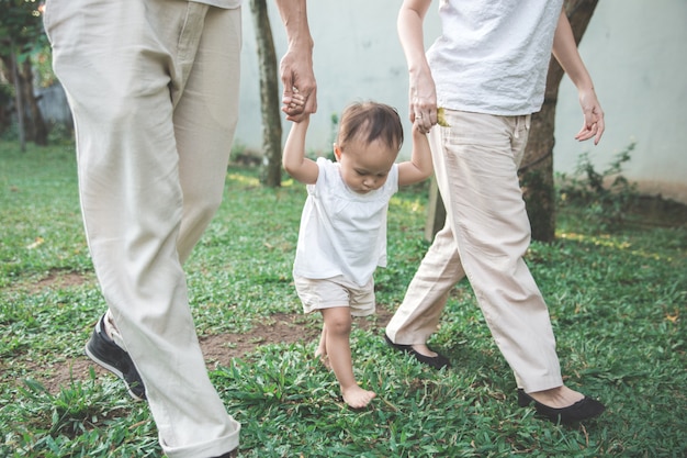 Family walking together in the park