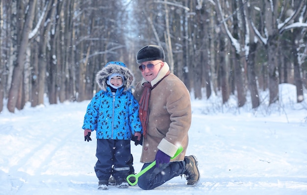 Family walks on Winter Park during the weekend