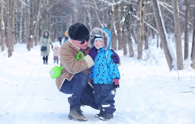 Family walks on Winter Park during the weekend