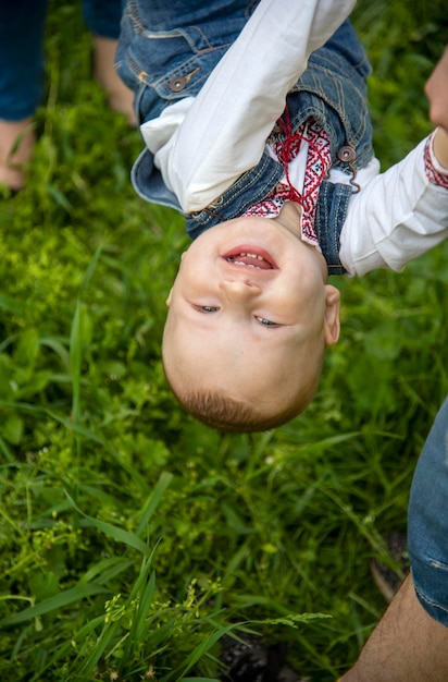 Family with baby in the park