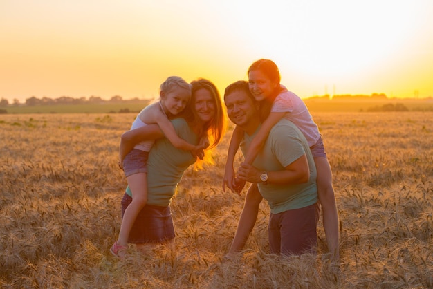 Family with daughters outdoors