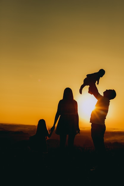 family with great landscape