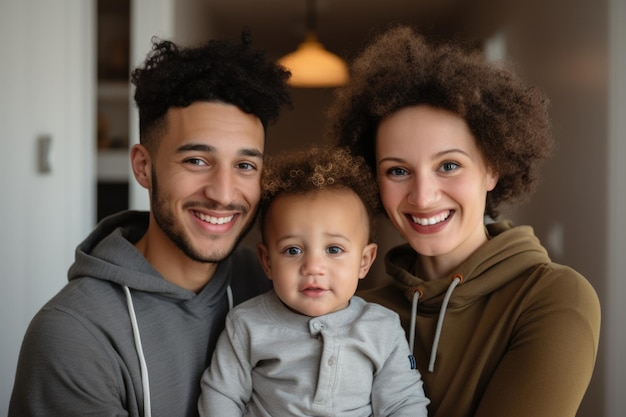 Foto famiglia con espressione felice ai generata