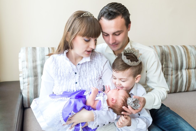 Family with newborn baby