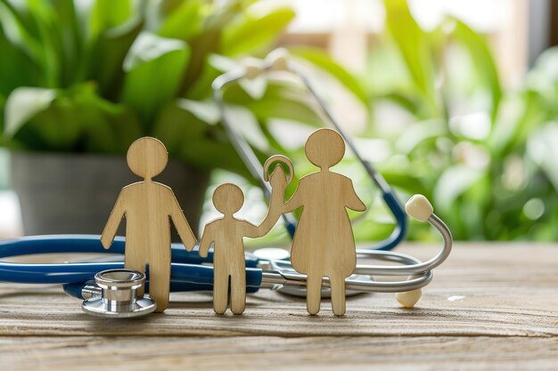 Семья со стетоскопом Концепция медицинского медицинского страхования Generative Ai