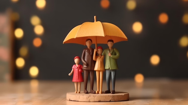 family with umbrella