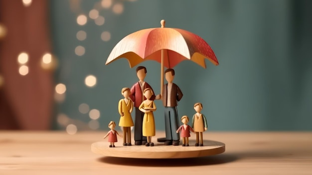 family with umbrella