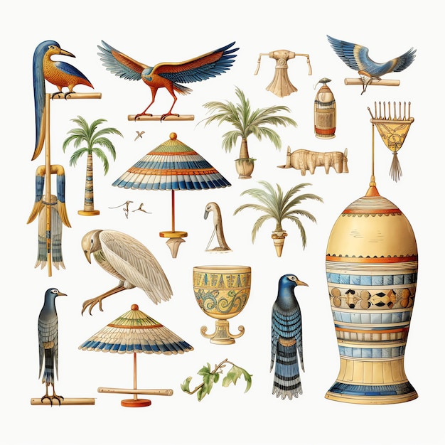famous ancient egyptian hieroglyphics illustration