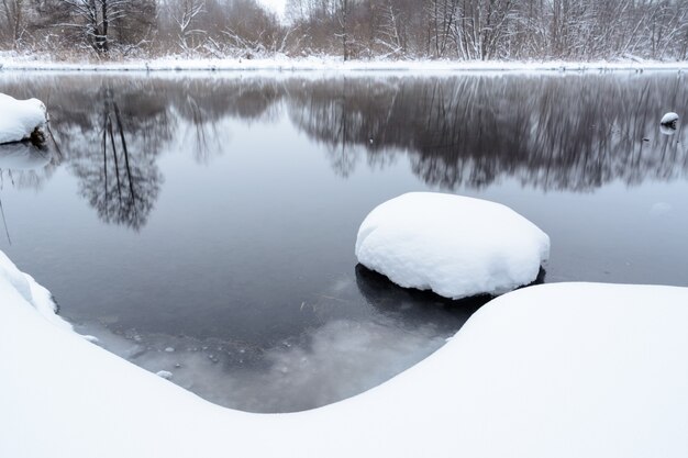 Famous blue lakes of karst origin. Blue lakes do not freeze in winter and feed on groundwater. Water and mud lakes are healing from a variety of diseases. Lakes Russia, Kazan. Winter landscape.