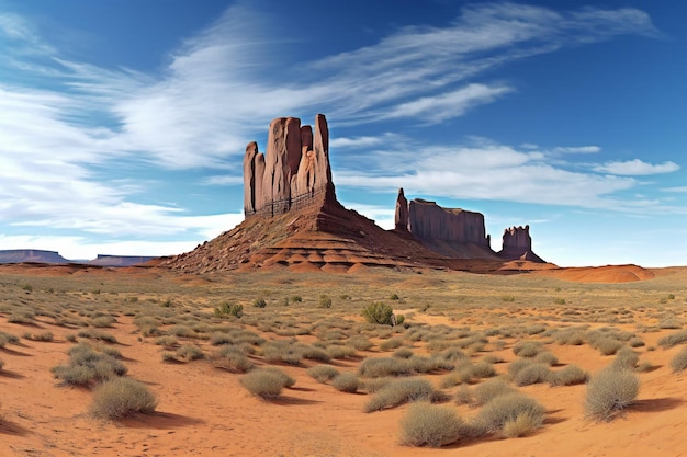 Famous Buttes of Monument Valley in Navajo Tribal Lands of Arizona and Utah USA