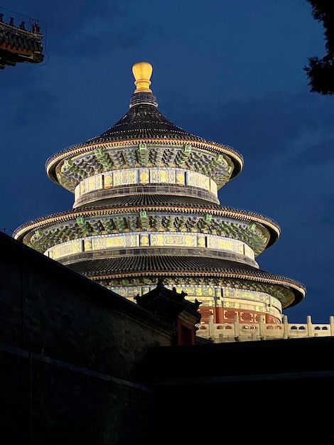 famous chinese temple in the dark