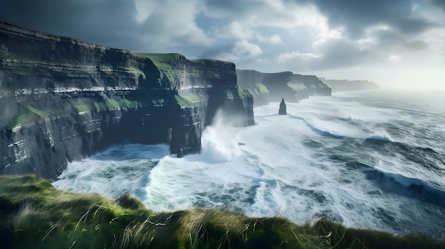 Famous Cliffs of Moher in County Clare Ireland Panoramic imageCliffs of Moher in the fog