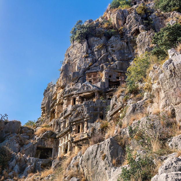 Famous complex of rock tombs in the ruins of Myra Lycian (now Demre, Turkey)