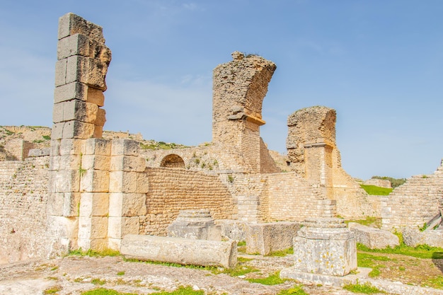 아프리카 튀니지의 유명한 Dougga 고고학 유적지