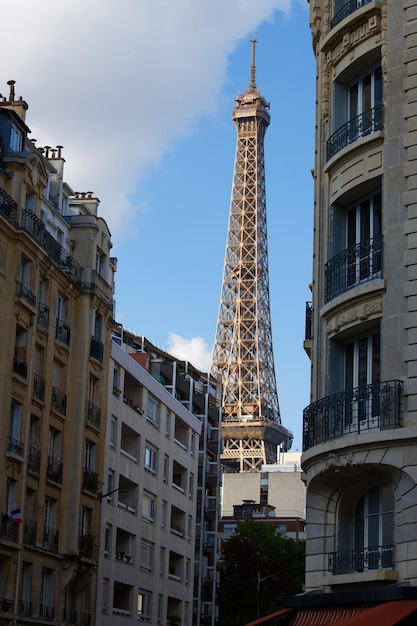 The famous Eiffel tower is wellknown parisian monument Paris France