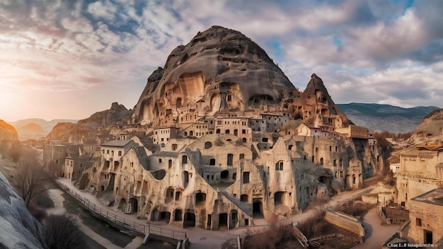 Famous historic uplistsikhe rock hewn town in eastern georgia