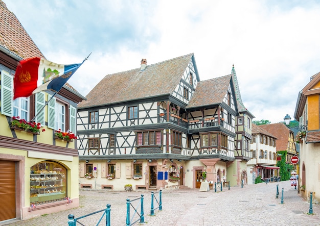 The famous idyllic wine village of kaysersberg in alsace near colmar, france