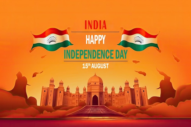 Famous indian monument and landmark for happy independence day of india generative ai