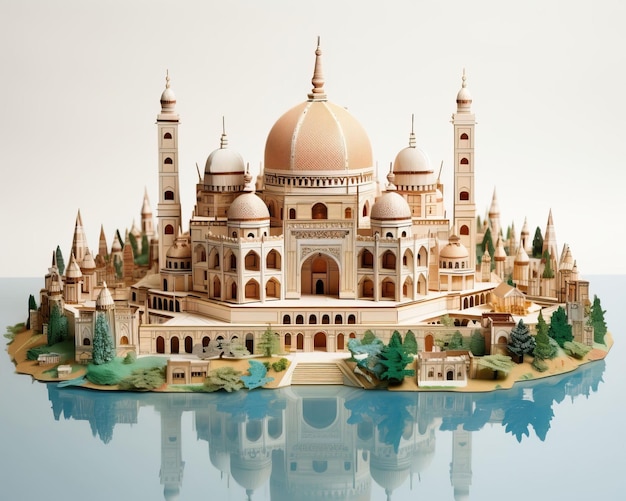 famous landmarks with 3D paper sculptures capturing the architectural wonders