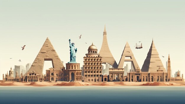 Photo famous monuments of the world ai