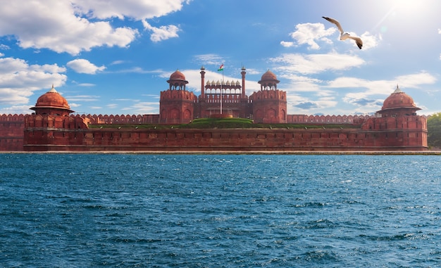 Famous Red Fort In New Delhi, India, photo fiction.