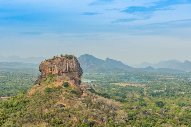 The famous Sigiriya rock fortress from Pidurangala at Dambulla, Sri Lanka