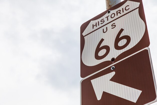 Famous streetsight of Route 66 with copyspace