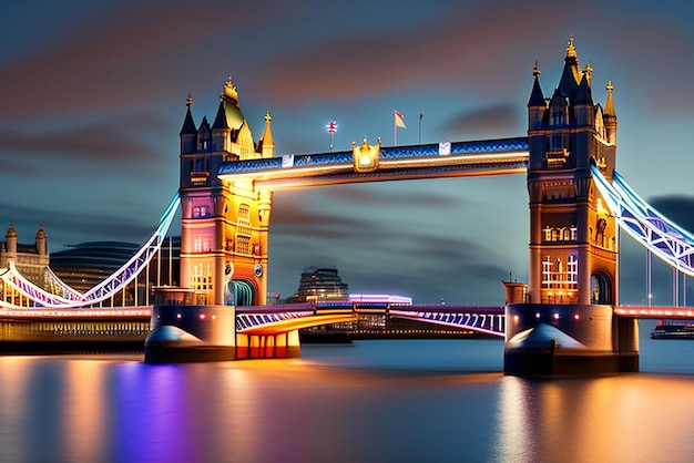 Photo famous tower bridge in the evening london england