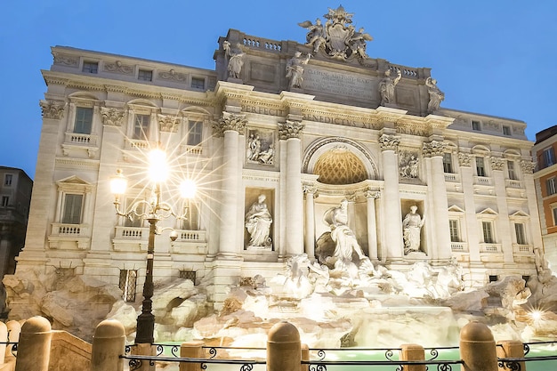 The famous Trevi fountain by night Rome Italy