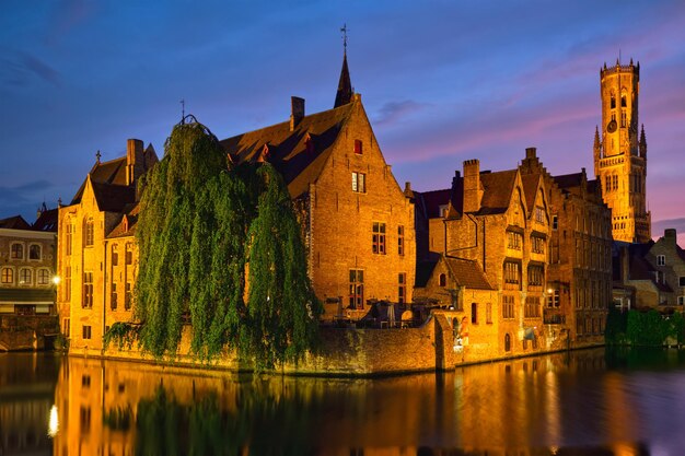 Famous view of Bruges Belgium