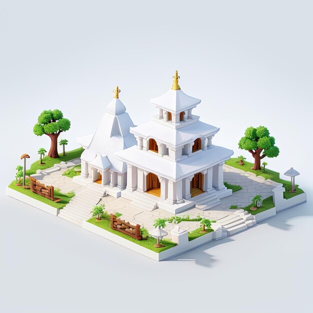 famouse location isometric scene miniature diaroma art side view