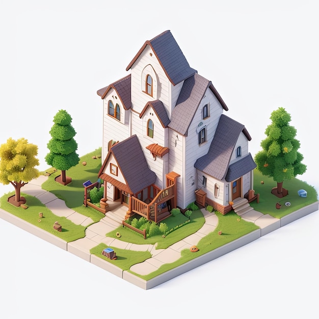 Famouse location and object isometric scene miniature diaroma art side view