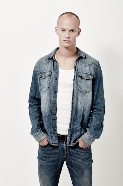 Fan of denim Studio portrait of a handsome young male model