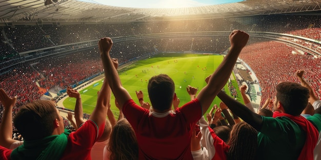 팬들은 기으로 AIG41 디스플레이 장치에서 세계 축구 경기를 지켜보고 있습니다.