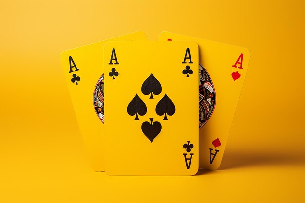 Fan of playing cards with four aces isolated