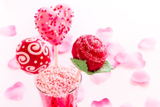 Fancy cake pops decorated for Valentine's day.