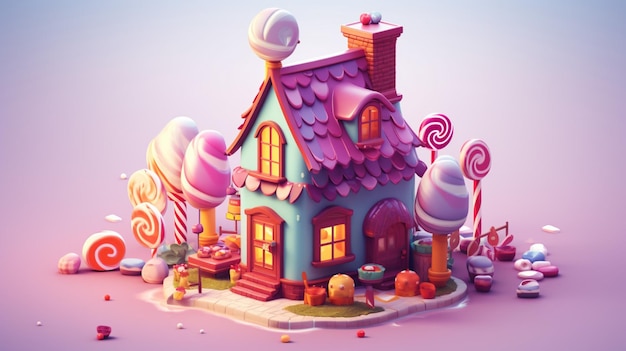 Photo a fancy candy house with sweets and chocolate dessert