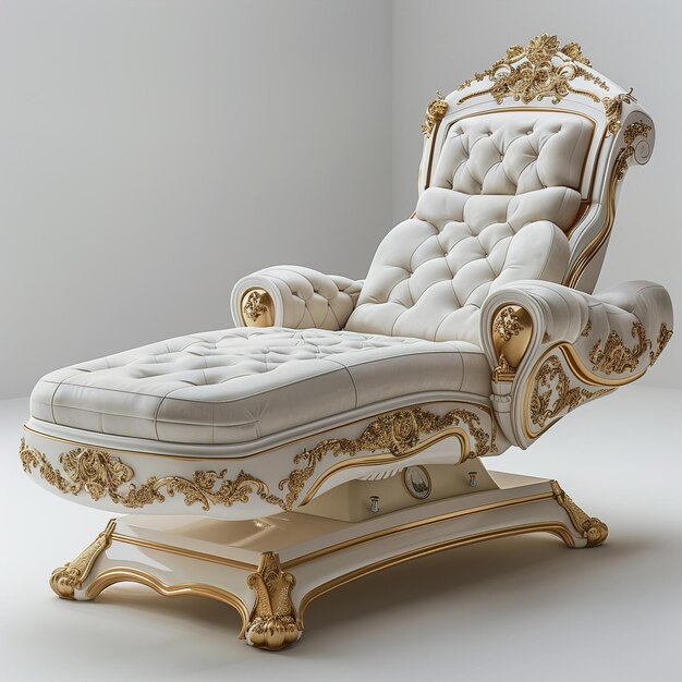 Photo a fancy chair with a gold and white cover and a gold design