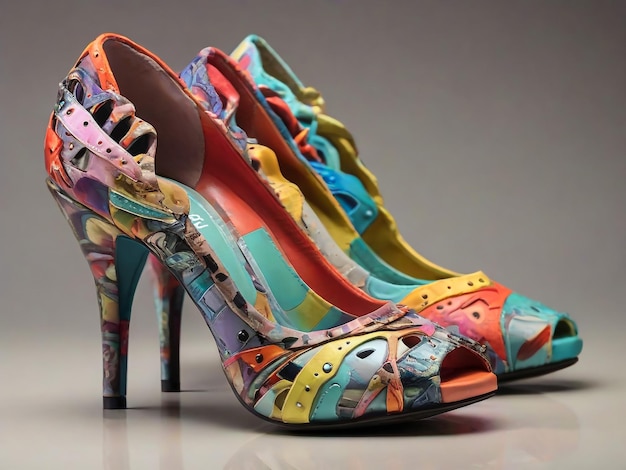 Fancy colorful aggressive womens highheel shoe