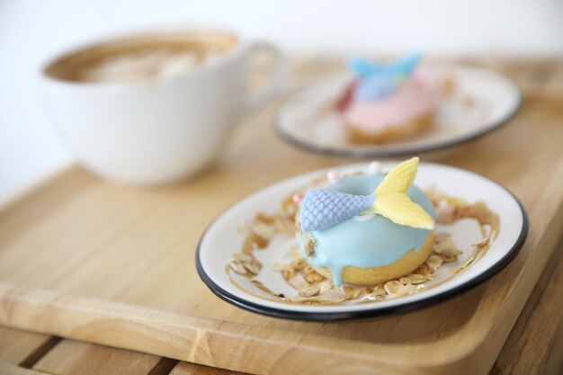 Fancy donut with cute mermaid on top