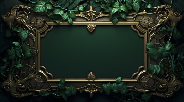 a fancy frame with green leaves and vines